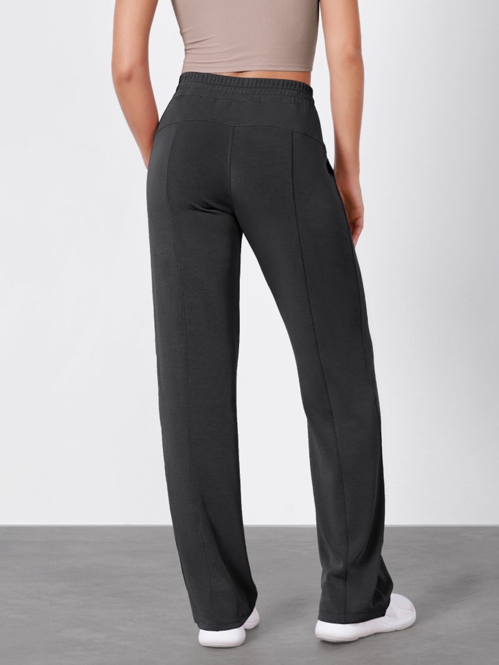 ODODOS 29” Adjustable Shockcord High Waist Casual Lounge Pants Large Black - Picture 2 of 5